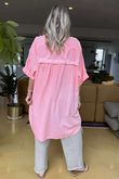 Made in Italy Sa Caleta Circle Longline Boyfriend Top Washed Sherbet Coral /7 =